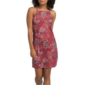 prAna Ardor Dress Women’s M Rust Floral Organic Cotton Halter Casual Summer